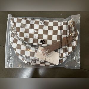 Brown & White Checkered Crossbody Bag